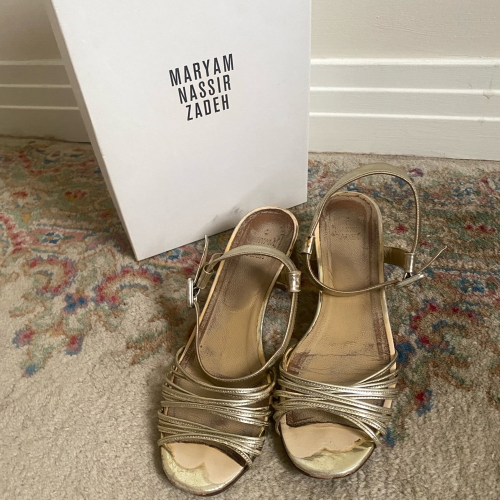 Maryam Nassir Zadeh Metallic Gold Sandals